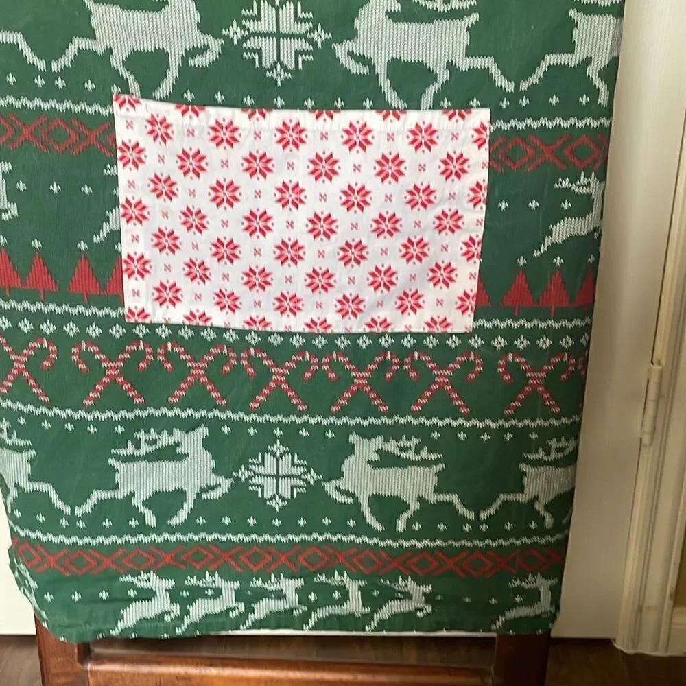 Holiday Cooking Apron - Reindeer Candy Canes Snowflakes and Christmas Trees OS